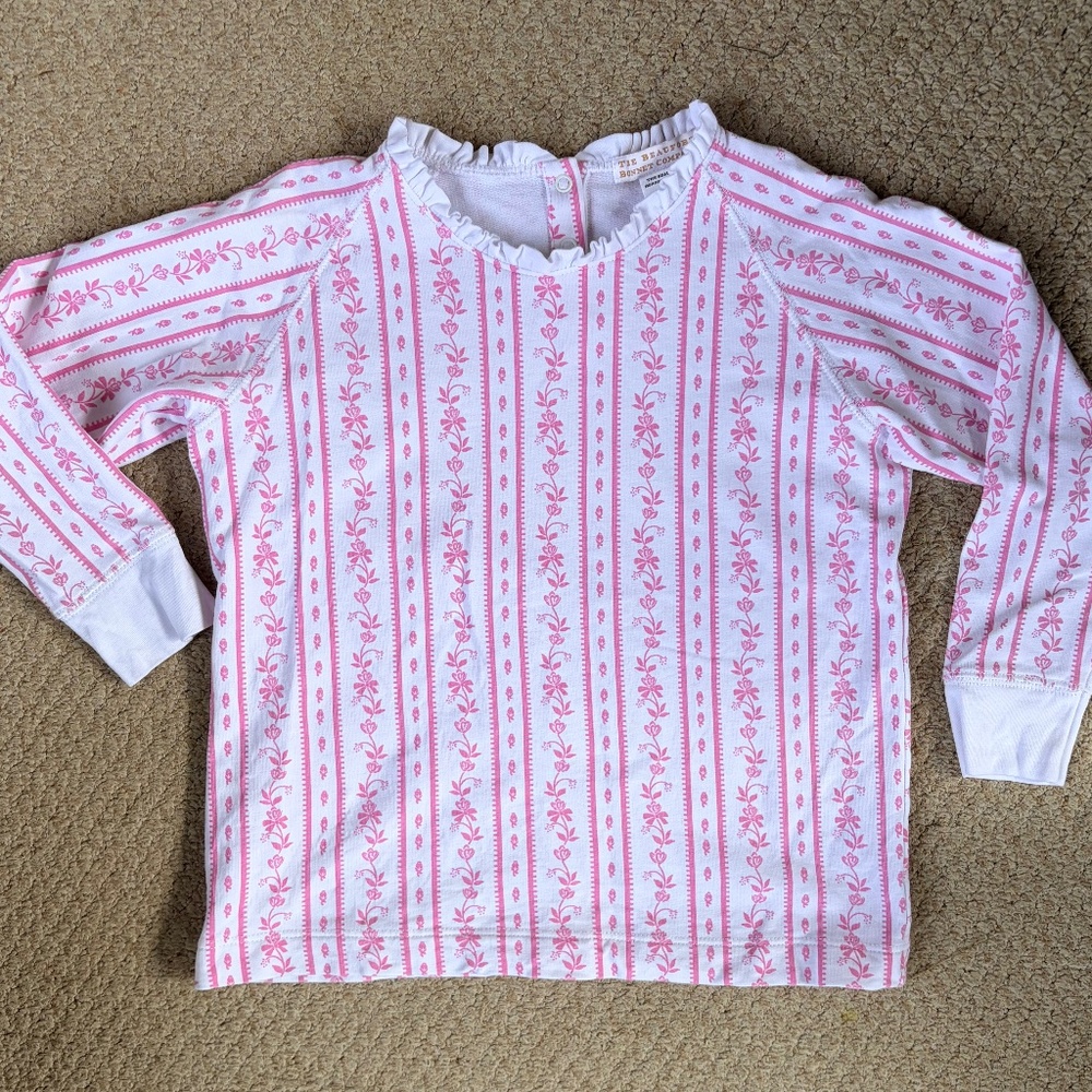 The Beaufort Bonnet Co. Pink Floral Ruffle Collar Pullover Size 6